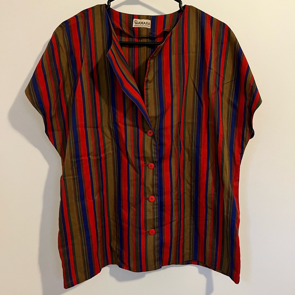 Cap sleeve stripped shirt